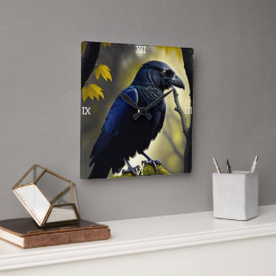 Rustic Raven - Natures Guardian Fyrkantig Klocka