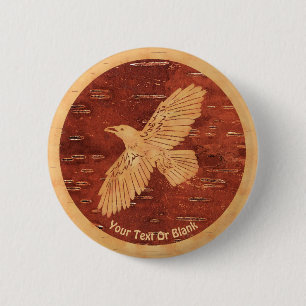 Rustic Raven on Inner Birch Bark Knapp