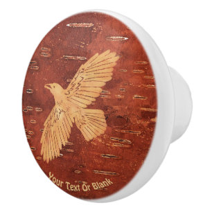 Rustic Raven on Inner Birch Bark Knopp