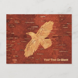 Rustic Raven on Inner Birch Bark Vykort