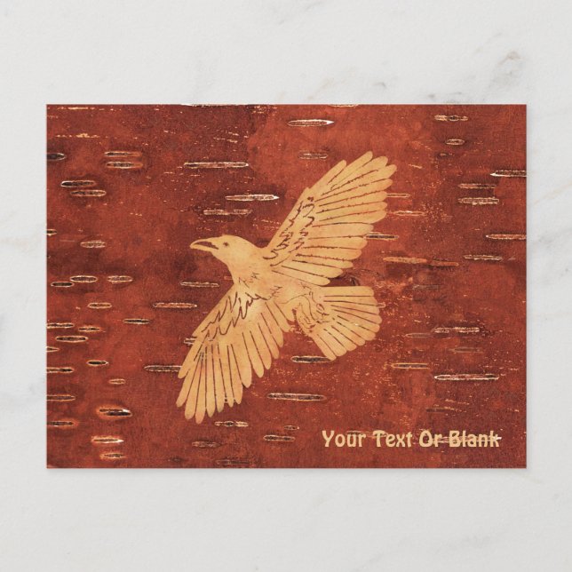 Rustic Raven on Inner Birch Bark Vykort (Framsida)