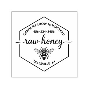 Rustic Raw honey Bee Farm Självfärgande Stämpel