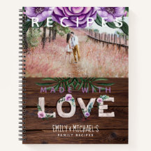 Rustic Recipe Bok Heirloom Bröllop Photo Gift