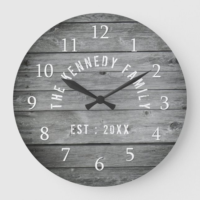 Rustic Reclated Wood Farmhouse Stor Klocka (Framsida)