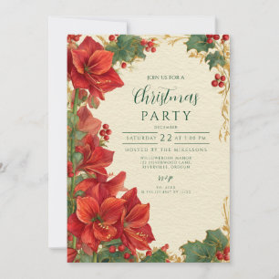 Rustic Red Amaryllis jul Inbjudningar