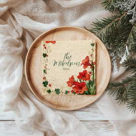 Rustic Red Amaryllis jul Pappersservett