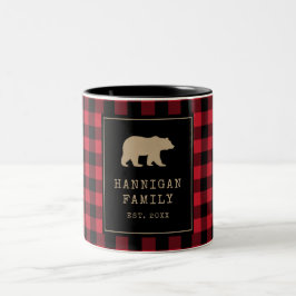Rustic Red and Black Buffalo Play Family Namn Två-Tonad Mugg
