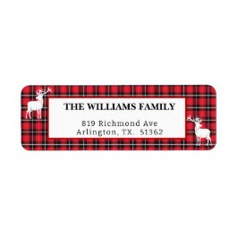 Rustic Red and Black Buffalo Play Helgdag Returadress Etikett