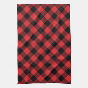 Rustic Red and Black Buffalo Play Kökshandduk