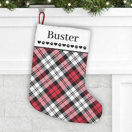 Rustic Red and Black Play Anpassningsbar Hund Namn Liten Julstrumpa