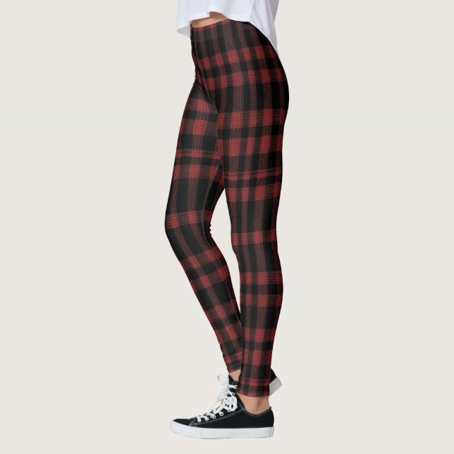 Rustic Red and Black Play Mönster Leggings (Vänster)