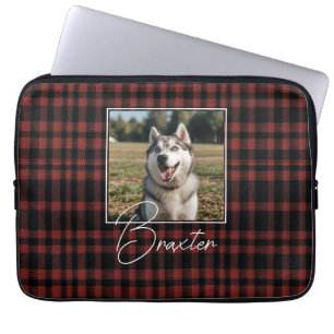 Rustic Red and Black Play Mönster Photo Laptop Fodral