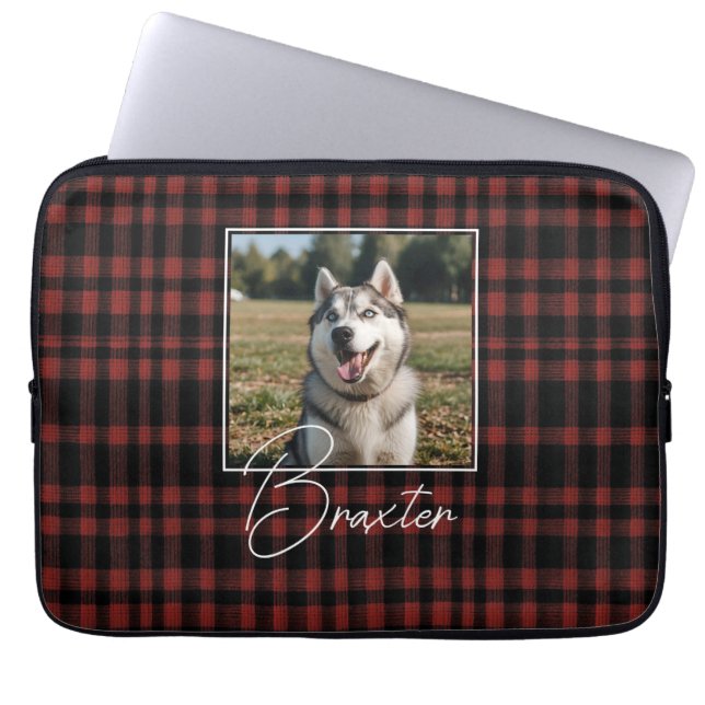Rustic Red and Black Play Mönster Photo Laptop Fodral (Framsidan)