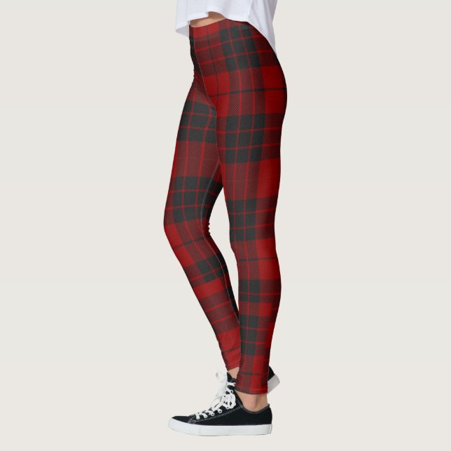 Rustic Red and Black Tartan Buffalo Mönster Play Leggings (Vänster)