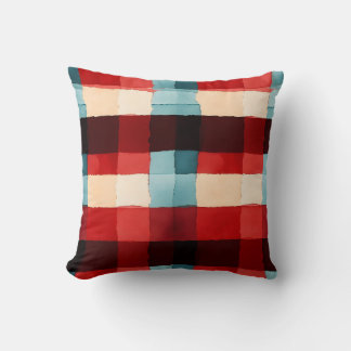 Rustic Red and Blue Play Mönster Dekorativ kudde