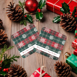 Rustic Red and Grönt Snöflingor mönster Helgdagar Underlägg Papper Kvadrat