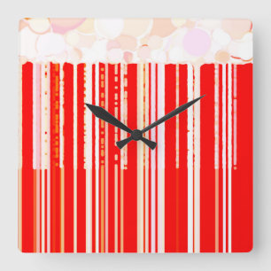 Rustic Red and White Fyrkantig Klocka