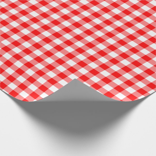 Rustic Red and White Gingham Mönster Presentpapper (Hörn)