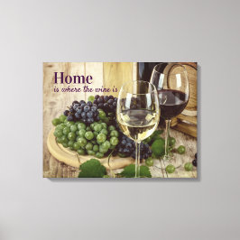 Rustic Red and White Vin Glasses Grapes Barrel Canvastryck