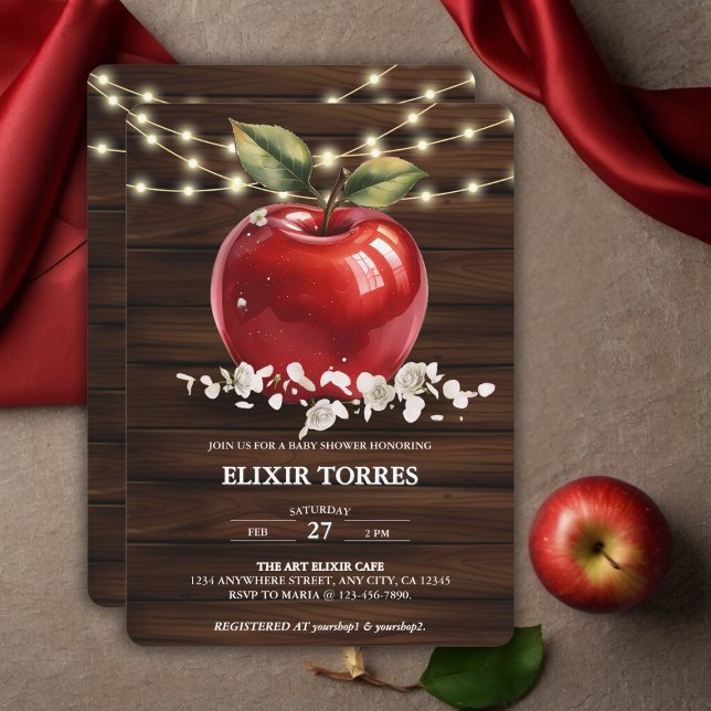 Rustic Red Apple Blommigt Baby Shower Inbjudningar (Skapare uppladdad)