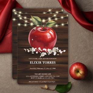 Rustic Red Apple Blommigt Baby Shower Inbjudningar