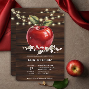 Rustic Red Apple Blommigt Baby Shower Inbjudningar