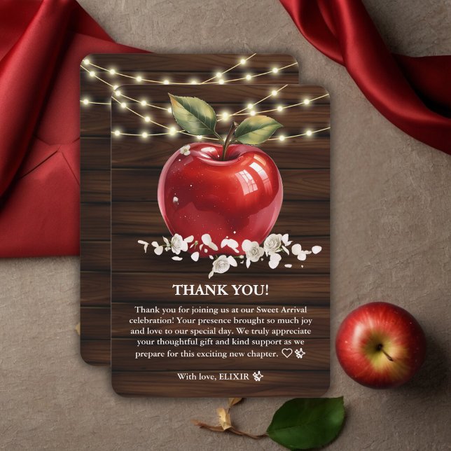 Rustic Red Apple Blommigt Baby Shower Tack Kort (Skapare uppladdad)