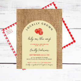 Rustic Red Apples Grown Modern Baby Shower Vykort