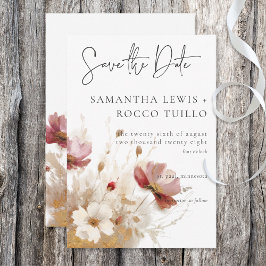 Rustic Red & Barley Watercolor Wildblommor Spara Datumet