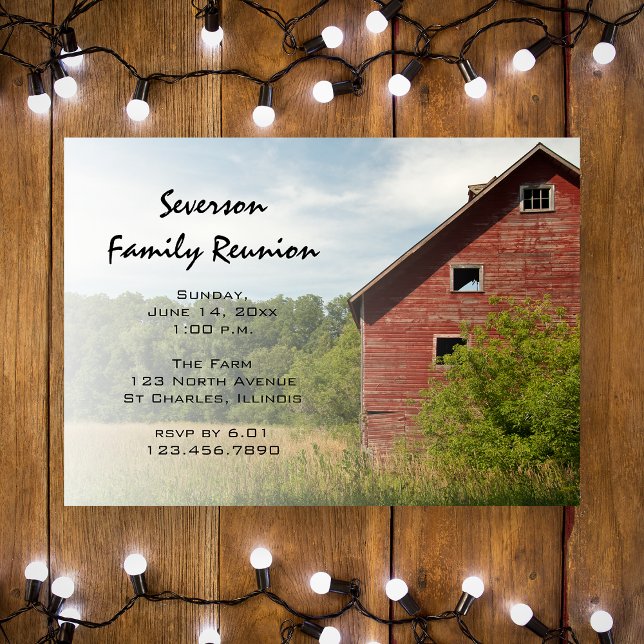 Rustic Red Barn Family Reunion-inbjudan Inbjudningar (Skapare uppladdad)