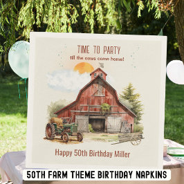Rustic Red Barn Farm Birthday Tractor Party Pappersservett