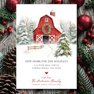 Rustic Red Barn Flytta Announcement Meddelande