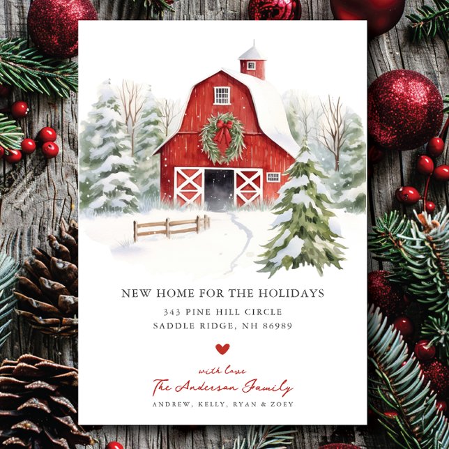 Rustic Red Barn Flytta Announcement Meddelande (Skapare uppladdad)