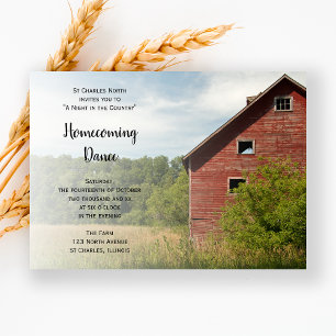 Rustic Red Barn Land Homecoming Dance Inbjudningar