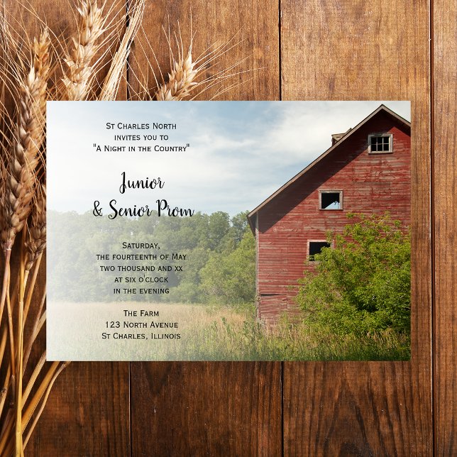 Rustic Red Barn Land Junior/Senior Prom Inbjudningar (Skapare uppladdad)
