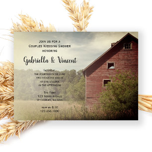 Rustic Red Barn Land Par Möhippa Inbjudningar