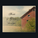 Rustic Red Barn Landsbyggsbröllop Keepsaké Trätavla<br><div class="desc">Anpassa det charmerande Rustic Red Barn-Trätavla med bridens och brudgummens personliga namn och ett specifikt giftermål-ceremoniedatum för att skapa en varaktig keepsaké. Kanvastrycket av trä av rustisk chic har ett fyrkantigt anpassningsbar från en serveringsfoto av en vättad,  röd,  frilevande fågellada och lång grönt träd.</div>