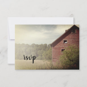 Rustic Red Barn Landsbyggsbröllop OSA Response Kort