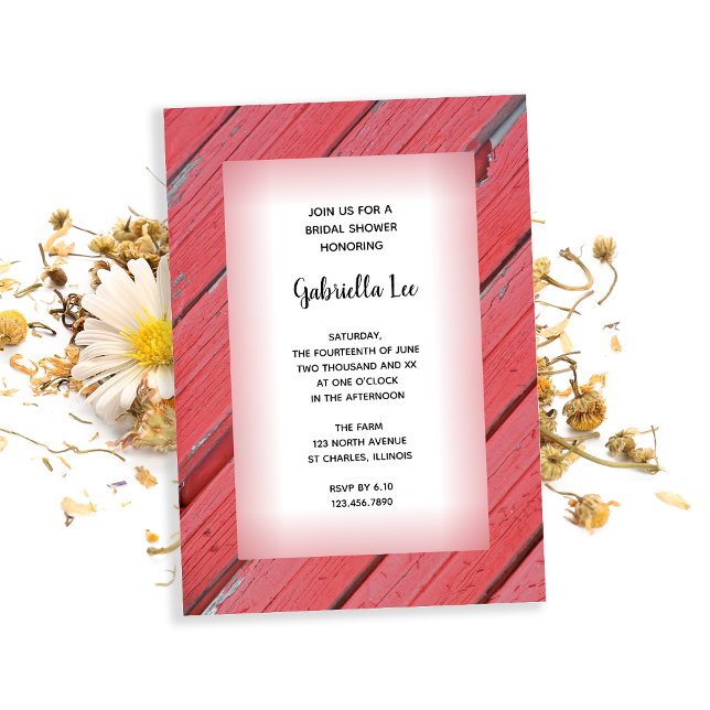 Rustic Red Barn Wood Land Ranch Möhippa Inbjudningar (Skapare uppladdad)