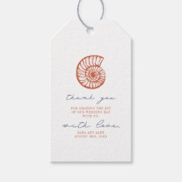 Rustic Red Beach Snäcka Bröllop Tack Presentetikett