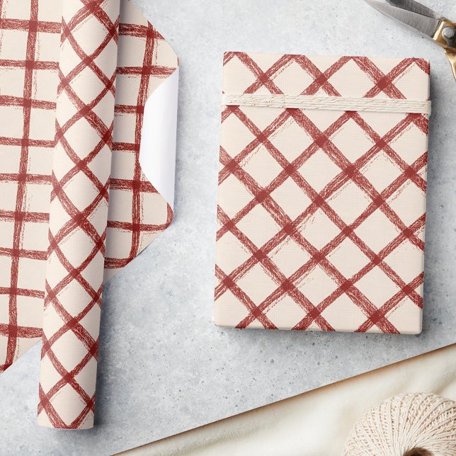 Rustic Red Beige - Papper julinsvällning Presentpapper (Skapare uppladdad)