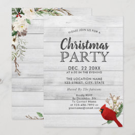 Rustic Red Bird Holly Wood Julfest Inbjudningar