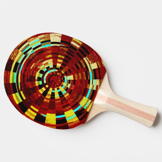 Rustic Red Black Blue Gult Circular Mönster Pingisracket (Sidan)
