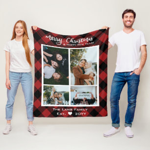 Rustic Red Black Buffalo God jul Photo Fleecefilt