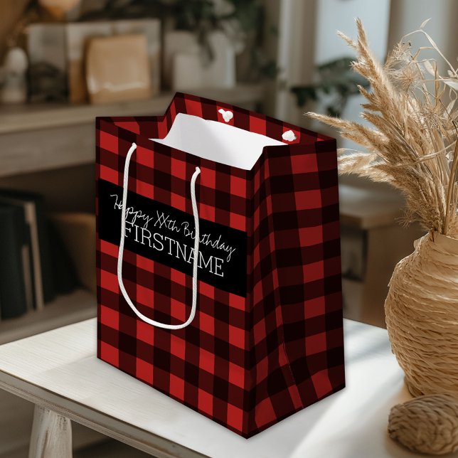 Rustic Red & Black Buffalo Play-Födelsedagsfest (Custom Gift Bag)