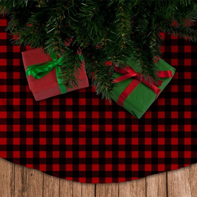 Rustic Red & Black Buffalo Play Julgransmatta Borstad Polyester (Skapare uppladdad)