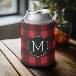 Rustic Red Black Buffalo Play Mönster Monogram