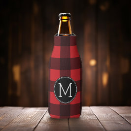 Rustic Red Black Buffalo Play Mönster Monogram