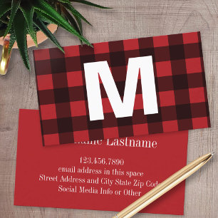 Rustic Red & Black Buffalo Play Mönster Monogram
