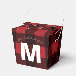 Rustic Red & Black Buffalo Play Mönster Monogram Presentaskar